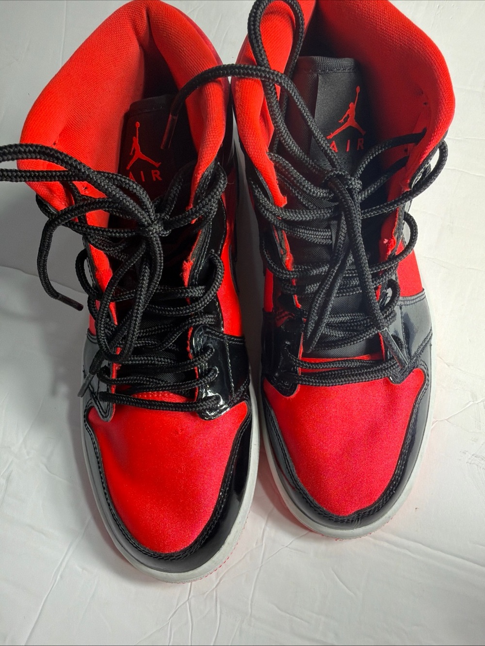 Jordan High-Top Sneakers in Red and Black - Picture 6 of 13
